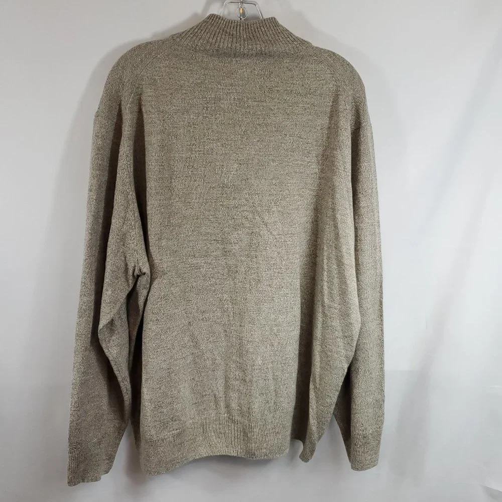 Vintage Dockers Mens Sweater Quarter Zip High Collar Brown Tan Pullover Sz XXL